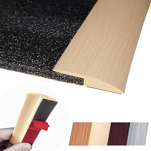 Maxiroc Floor Transition Strip Self Adhesive Carpet Wood Tile Vinyl Flooring Laminate Transition Cover Edge Trim Gap Doorway Threshold for Uneven Floors Heights Within 5 mm (120 inches, Beige Cream)