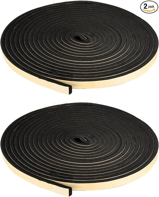 PATIKIL Foam Insulation Tape, 2Pcs 3/4" W x 3/8" t x 32.8FT Self Adhesive Weather Stripping Door Seal Strip for Door Window Air Conditioning, Black