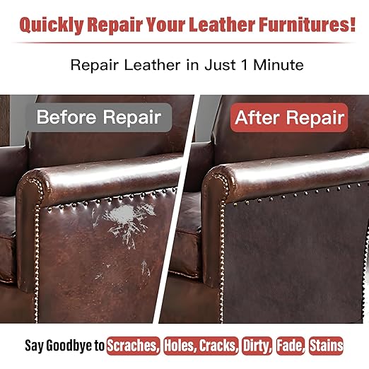 GEYYANG Leather Repair Tape, 4 x 63 Inch Self-Adhesive Leather Repair Kit for Furniture, Car Seats, Chairs, Sofas, Boats Vinyl, Dark Brown - Pattern Grain
