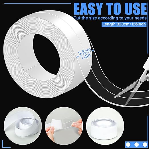 Frienda Clear Caulk Tape 10.5' x 1.5'' Waterproof Self Adhesive Caulk Strip Bathtub Sealant Tape Sealing Strip Oil Proof Bathroom Sealant for Kitchen Floor Wall Edge Protector(PVC)
