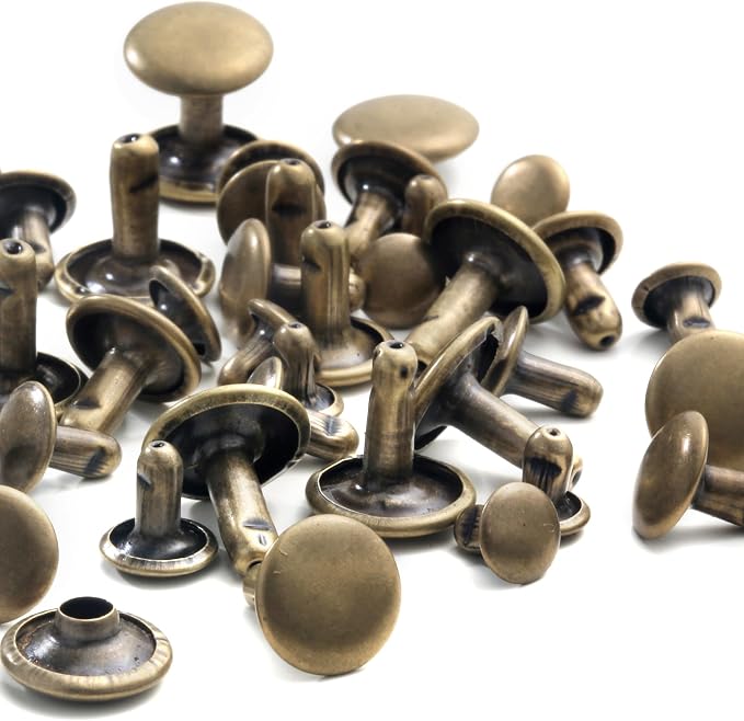 YORANYO 340 Sets Leather Rivets Kit Mixed Sizes Rivets for Leather Double Cap Rivets Studs for Clothing Fabric with Leather Crafting Rivet Tool for Repair Decorate Clothes Shoes Bags Belts (Bronze)