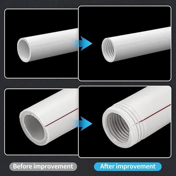 3PCS PVC Pipe Threader Kit - Dual-Function Internal & External Pipe Threading Tool for 1/2"& 3/4" & 1" PVC/Plastic Pipes