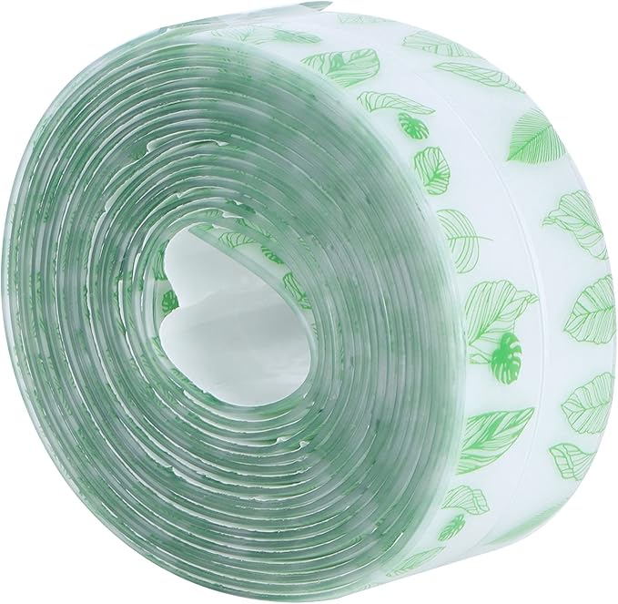 Caulk Tape, Sealing Strip Eco-Friendly PVC for Toilet Walls for Kitchens for Shower Rooms for Bathtubs(Transparent Verdant Green Leaves, Polar Animals)