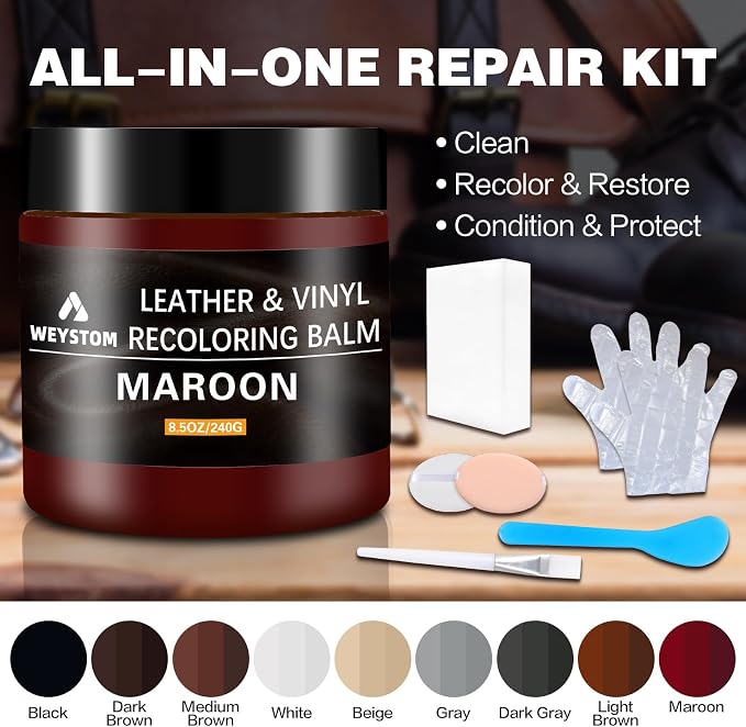 Leather Recoloring Balm, Color Restorer Conditioner, Leather Dye for Furniture, Couch Paint and Repair, Scratch Remover, Leather Color for Couches, Leather Repair Kits