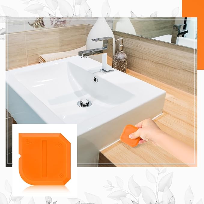 Outus 2 Pieces Caulking Tool Set Silicone Sealant Grout Tool for Kitchen Bathroom Floor Sealant Sealing(Orange)
