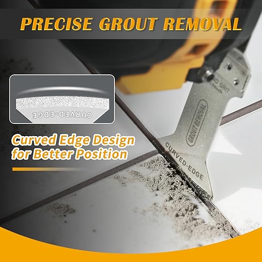 AMZWEI 15PCS Diamond Oscillating Tool Blades, Curved Edge Long Multi Tool Blades for Grout Removal, Cleaning Mortar, Fit Dewalt Milwaukee Rockwell Ridgid Ryobi Chicago Craftsman.(Thickness: 1/13 Inch)