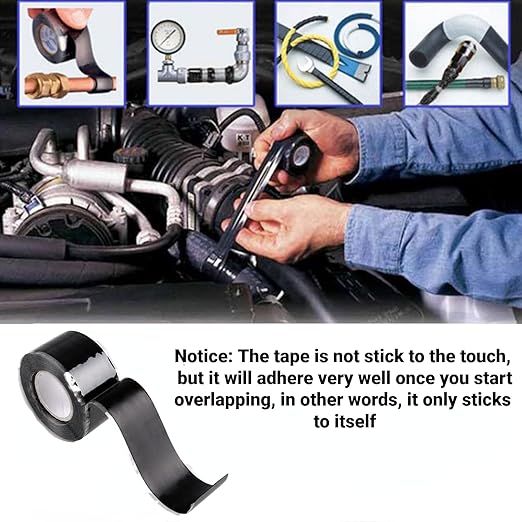 Self Fusing Silicone Tape Waterproof for Plumbing Black 1" X 36-Foot Non-Adhesive Leak Seal Tape for Plumbing, Sealing Pipes, Hose Repair, Outdoor Coax and Electrical Cables- Weatherproof