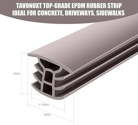 Flexible EPDM Rubber Strip (25 ft Long x 1 inch Wide) - Concrete Crack Repair & Replacement, Weather & Aging Resistant Expansion Joint Filler for Driveways, Sidewalks