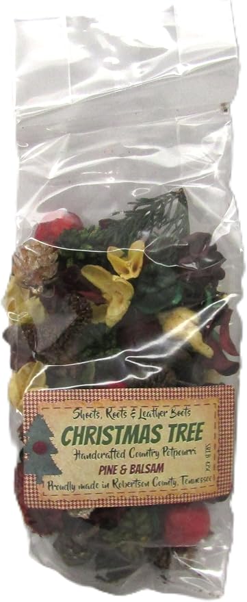 Shoots, Roots & Leather Boots Christmas Tree Potpourri – 2 Cup Bag – Pine & Balsam Fir Scent – Handmade Holiday Bowl Filler – Rustic Winter Home Décor