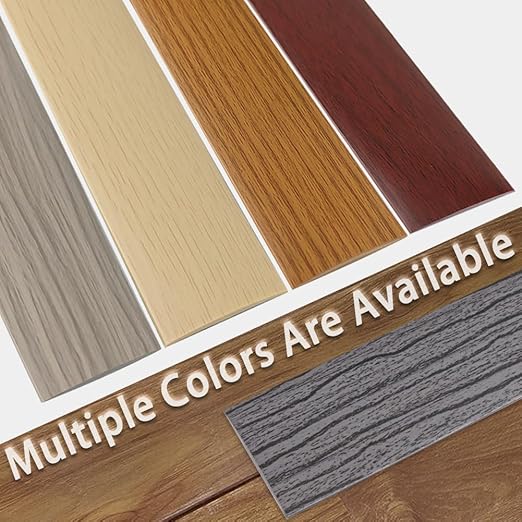 Floor Transition Strip 2" Self Adhesive Flat Vinyl Flooring Transitions Strip with Strong Backing Wood Grain 5cm, 10FT, Deep Grey