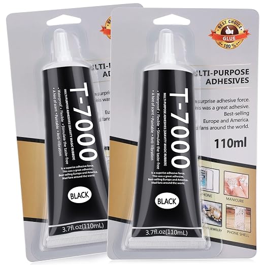 2 x 110ML T 7000 Pone Repair Glue, Multipurpose T-7000 Super Glue Semi Fluid Black Adhesive for Phone Screen Repair, Craft, Wooden, Leather, Shoes, Jewelry Making