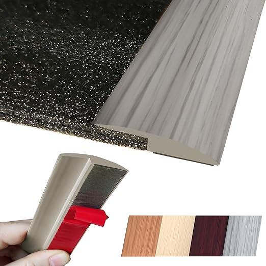 Maxiroc Floor Transition Strip Self Adhesive Carpet Wood Tile Vinyl Flooring Laminate Transition Cover Edge Trim Gap Doorway Threshold for Uneven Floors Heights Within 5 mm (120 inches, Gray Forest)