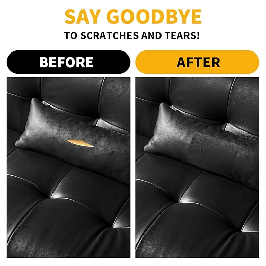 JuCheng Leather Repair Kit -Leather Repair Patch Self-Adhesive Waterproof Patch & Glue for Furniture, Car Seats, Sofa, Couch, Vinyl - Instant Fix for Tears & Scratches (Light Brown, 17X158 inch)