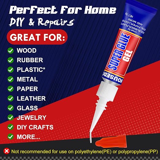 48 x 3g Super Glue Gel, Fast Strong Adhesive, Strong Cyanoacrylate (CA) Glue for Plastic, Metal, Ceramic, Leather, Wood, DIY Crafts and More – Quick Dry, Thick Formula, All-Purpose Instant Bond