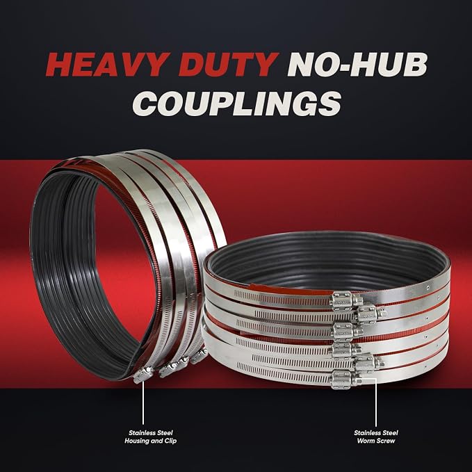 Supply Giant 37722CS No-Hub Coupling Heavy Duty Colored Shield, 5 inch, Red
