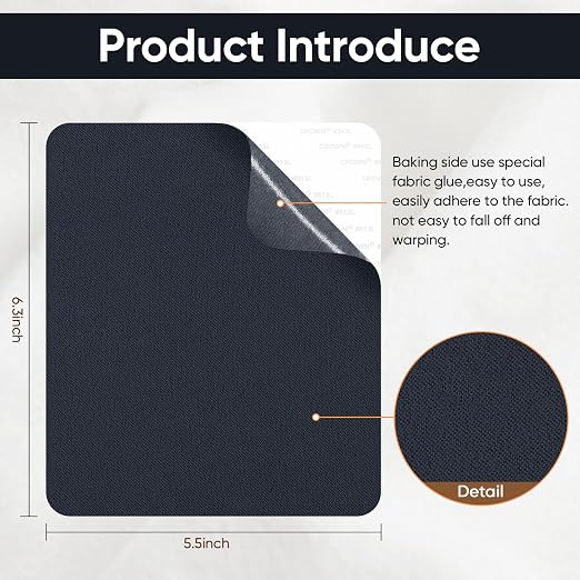 Suede Couch Patch Repair Fabric,6-Piece Self-Adhesive Microfiber Patches，Quick Fix Sofa Chair Car Seat,Furniture,Upholstery Repair Kit. (Dark Blue)