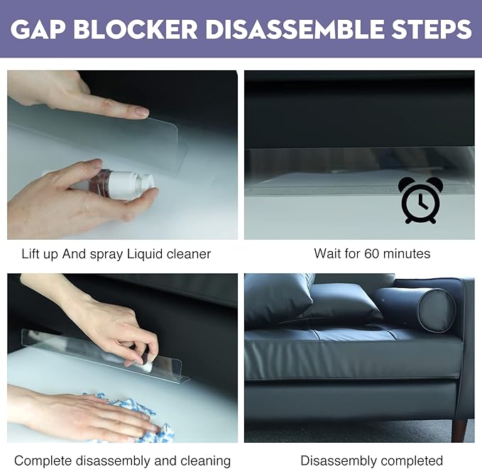RowinsyDD 12 Pack Toy Blocker for Furniture, Clear Under Couch Blocker, Stop Things Going Under Sofa or Bed, 16" L x 3.2" H, Adjustable Gap Bumper for Furniture with Strong Tape