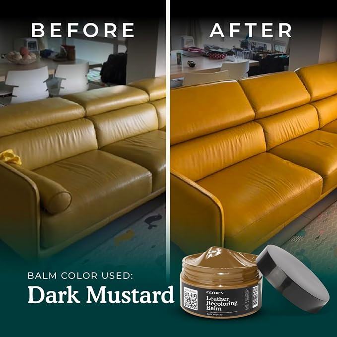 Clyde's™ Leather Company Leather Recoloring Balm – Color Restore & Scratch Repair Kit for Faded Leather Furniture, Car Seats, Sofa & Vinyl | 23 Colors | Non-Toxic Dye