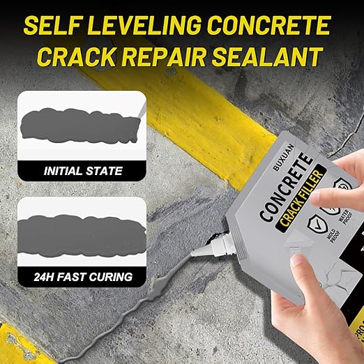 Concrete Crack Filler, Cement Crack Filler Outdoor, Waterproof Repair Sealant, Quick-Drying Sealing Adhesive, for Driveway, Walkway, Patio, Joint (2)