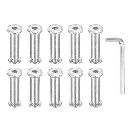 PATIKIL M8x8mm Hex Chicago Screws 10x35mm, 10Pcs 304 Stainless Steel Metric Hex Drive Socket Cap Binding Post Screw Posts for Scrapbook Leather Belt Album Furniture Repair, Silver
