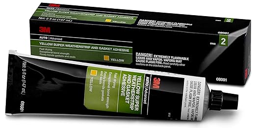3M Super Weatherstrip and Gasket Adhesive, 08001, Yellow, 5 fl oz Tube, 1 Per Pack
