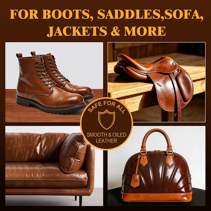 Yellow Saddle Soap 8oz, Natural Leather Cleaner and Conditioner, Soften, Protect and Restore Leather, Leather Cleaner for Boots, Shoes, Purses, Handbags, Car Seats, Couches and Saddles