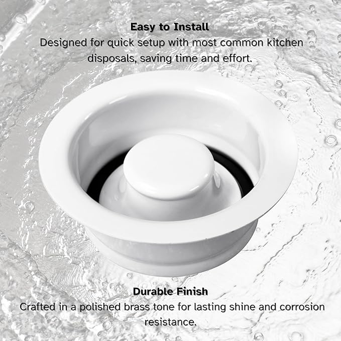 Westbrass D2089-50-50 4-1/4" Kitchen Sink Waste Disposal Drain Flange and Stopper, Powder Coat White (50-Pack)