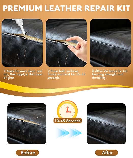 Leather Glue, 35g Heavy Duty Super Strong Clear Glue, Waterproof Flexible Adhesive for Leather Bonding, Repair, Shoes, Bags, Sofas, Belts, Crafts, DIY Kits