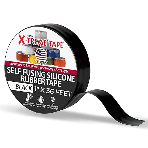 X-Treme Tape MOCAP Heavy Duty Electrical Tape, Self-Fusing Silicone Rubber, Waterproof & Insulating Flexible Tape, Electrical for Hose, Automotive, Outdoor & Repairs - 1 Inch x 36 Ft Roll - Black