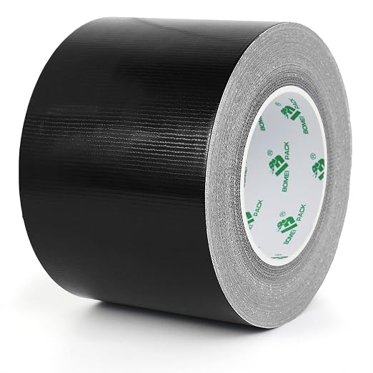 BOMEI PACK Black Heavy Duty Duct Tape, 4 inches x 50 Yards, Strong, Flexible, No Residue, All-Weather and Tear by Hand - for Repairs, Industrial, Professional Use