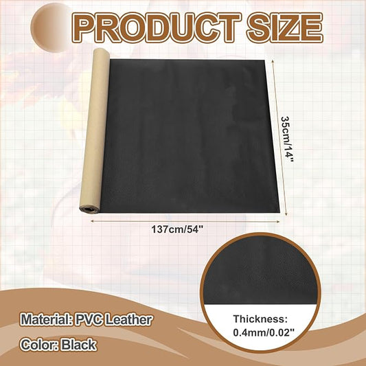 MECCANIXITY Leather Repair Patch 14"x54" Self-Adhesive Leather Vinyl Repair Tape Kit for Furniture Couches Sofa Chair Car Boat Seats Jackets, Black