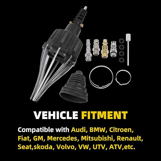 Dasbecan Universal Pneumatic CV Boot Expander Tool, CV Axle Boot Installation Tool, CV Joint Boot Spreader Removal Tool Kit Compatible with BMW UTV ATV (Black)