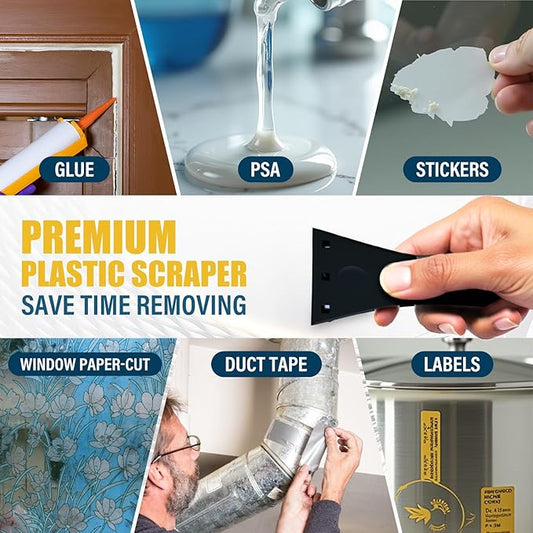 Adhesive Remover, Sticker & Glue Removal Spray Kit with Plastic Scraper, Quickly Removes Stickers, Labels, Glues, Grease for Window Wood and More - 3.3 fl oz
