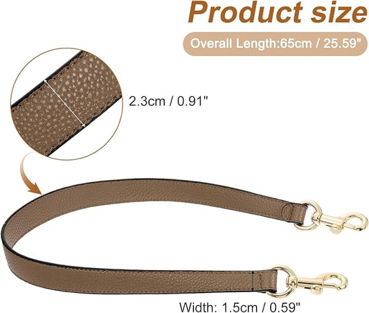 uxcell 25.59 Inch PU Leather Short Bag Strap with Clasp, Purse Handles Handbags Replacement Straps for Clutch Bag Underarm Bags, Dark Khaki, Gold Buckle