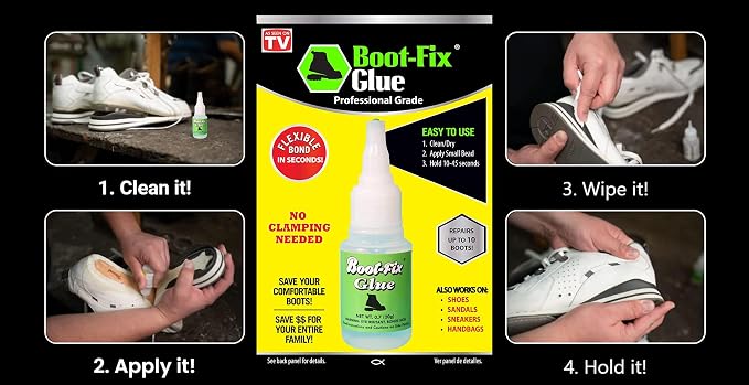 Shoe Glue – Professional Grade Shoe Repair Adhesive for Boots, Shoes, & More – Instant Bond, Clear Drying, Flexible, & Durable – Perfect for Leather, Rubber, & All Footwear (20g Tube)
