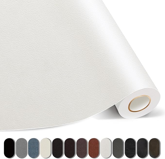 Kangshoon Leather Repair Patches, 35X79 Inch Self-Adhesive Leather Repair Tape, Stretch Vinyl Repair Kit for Couch Furniture Sofas Car Seats (White, 35X79 Inch)