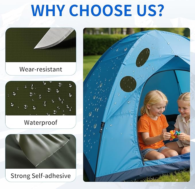 Waterproof Self-Adhesive Nylon Fabric Repair Tape - Tent Repair Kit,4pcs Fabric Patches for Jacket, Clothes, Puffer Down Jacket,Sleeping Bag, Outdoor Gear Tenacious Repairs Tape, Dark ArmyGreen
