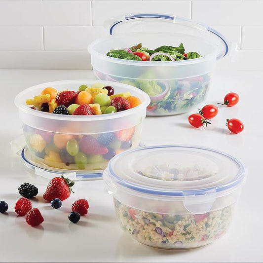 LocknLock Easy Essentials Food Storage lids/Airtight containers/Stackable, BPA Free, 6 Piece, Clear