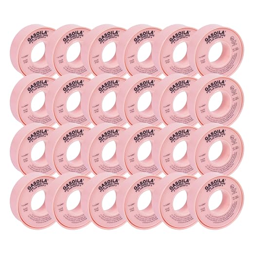 Gasoila Pink PTFE Thread Seal Tape – Professional-Grade, 1/2 Inch x 260 Inch, High-Density Thread Tape for Water Lines – Leak-Proof Seal, Non-Toxic (Pack of 24)