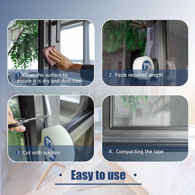 Breliter Heavy Duty Window Weather Sealing Tape - Transparent Window Tape for Winter and AC Insulation, No Mess Winter Window Seal Kit - 2 Inch Wide 180 FT Long