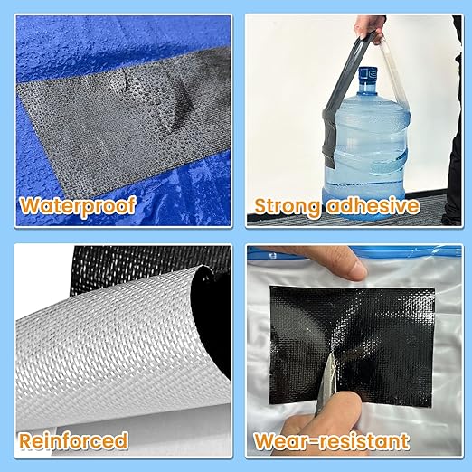 Tikfoam Waterproof Repair Tape for RV Underbelly, Awning, Tarp, Tent, Nylon, Sail and Boat Cover Outdoor Repair Patch, Heavy Duty, UVproof, Multipurpose Black, 6 in x 25FT