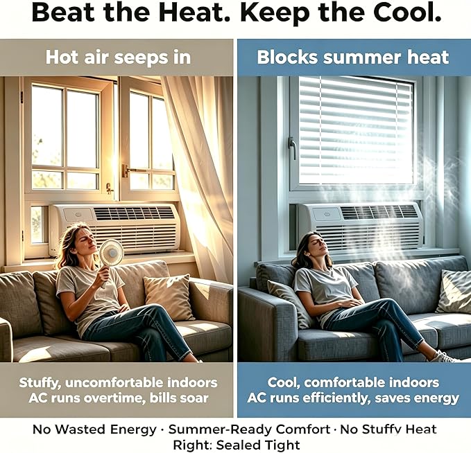 SWRT 20-Mil Thick Window Weather Sealing Tape Residue-Free, Heavy Duty Window Insulation for Summer, Weather Resistant, 2”x33FT Air Conditioner Window Seal Blocks Drafts for Doors Windows