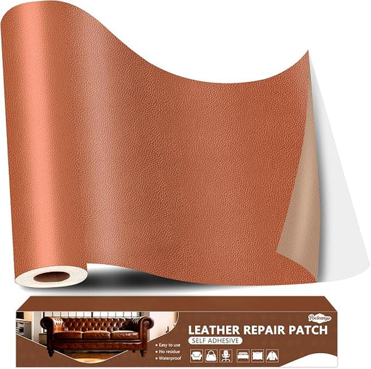 Light Brown Leather Repair Tape, 16x120 Inch Leather Repair Patch Self-Adhesive, Waterproof Faux Leather Patch, Vinyl Repair Tape for Couch, Sofas, Furniture, Office Chair, Car Seats