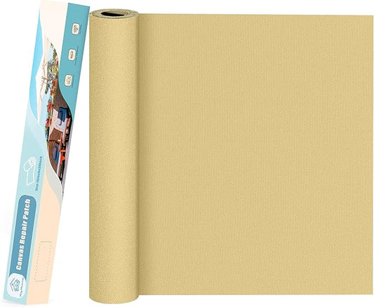 KING MOUNTAIN Canvas Repair Patch 16×30 Inch Self-Adhesive Waterproof Fabric Patch for Sofas, Tents, Furniture,Tote Bags, Car Seats (Beige-1)
