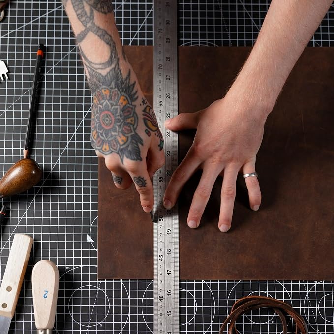 Moonster Full-Grain Buffalo Leather Sheet 12x24 – Veg Tan Crafting Leather for Leatherworking, DIY Projects – Leather Sheet, Tooling Leather, Leather Scraps, Cowhide Leather Crafting Kit, 36 Inch Cord