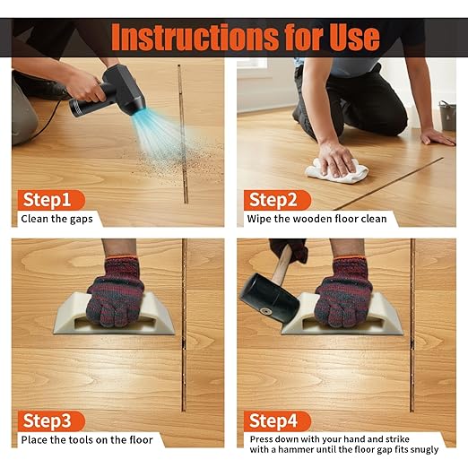 Floor Gap Fixer Tool, Plank Grabber for Vinyl Plank, Laminate, LVP, LVT, Hardwood, Engineered Wood Flooring Repair (Including Rubber Hammer)