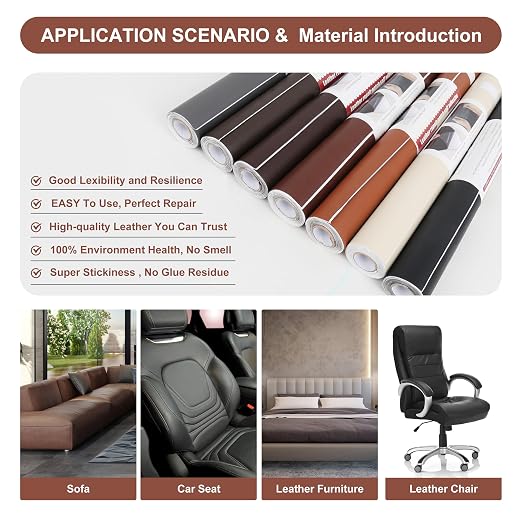 Leather Repair Patch,3.5X60 Inch Leather Repair Tape,Large Self Adhesive Leather Patches for Furniture, Couches,Car Seat,Chair(3.5X60 inch,Grey)