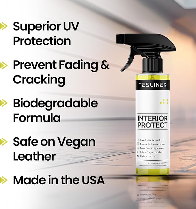 Interior Protect Conditioner for Tesla Vegan Leather Seats - Biodegradable, Superior UV Protection for Tesla Cleaning Products Interior, for Tesla Model 3 Y S X Car Accessories 2025