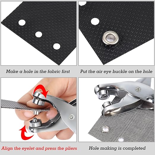 Mudder 301 Pcs Grommet Eyelet Pliers Tool Kit, Fabric Leather Hole Eyelets and Grommets Punch Pliers with 300 Metal Eyelets for Belt Shoes Cloths(1/4 Inch,Bronze)