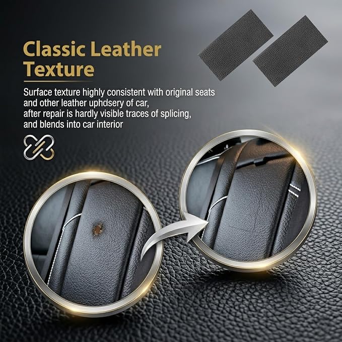 2PCS 8"x4" PU Leather Repair Patch,Self-Adhesive Leather Repair Kit to Repairs Cracks/Holes,Versatile Leathers Patch for Car Seat Repairs & Furniture & Vinyl Surface